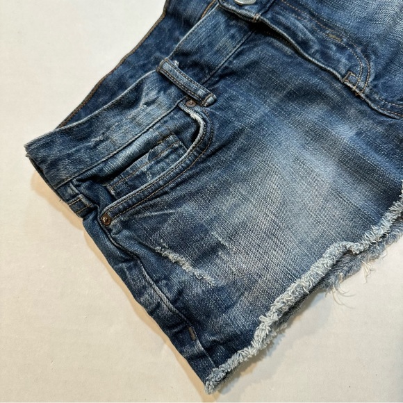 AllSaints LOWE Denim Cutoff Jean Shorts Low Rise Hot Pants, Size 26 - Picture 2 of 14